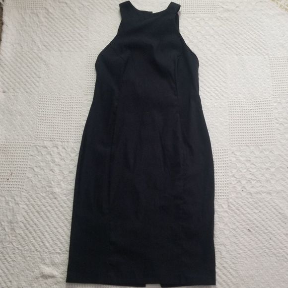 ASOS Petite Black Halter Neck Midi Dress with Harp-like Cutout On Back - Picture 1 of 6